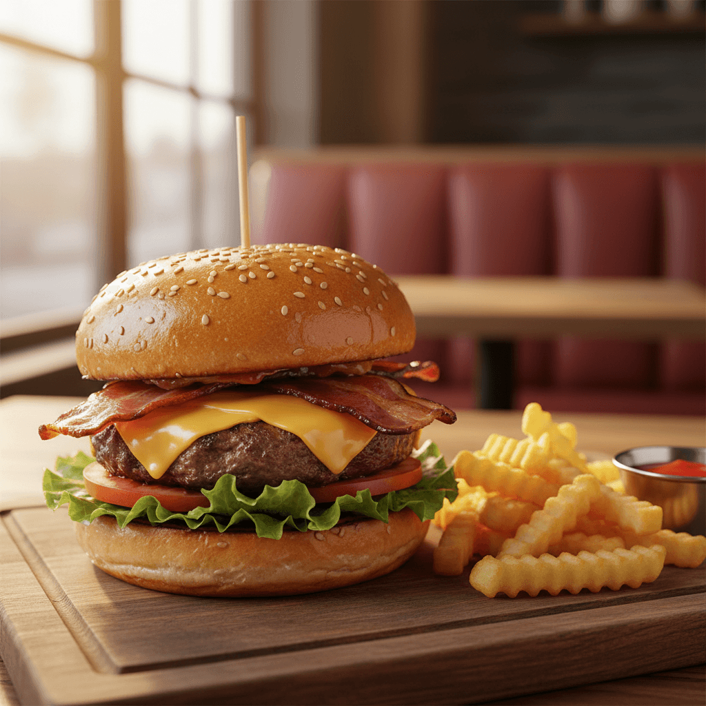 Classic burger with crispy fries